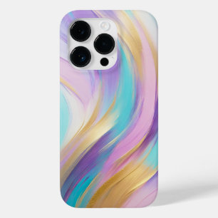 Coque Pour iPhone 14 Pro Or Abstrait rose Lilac Turquoise