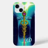 OR CADUCEUS MONOGRAM MÉDICALE, Turquoise bleu Aqua