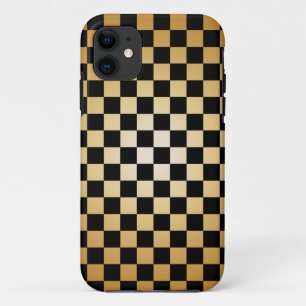 Coque iPhone 11 Or et cas Checkered de l'iPhone 5 de grille de