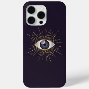 Coque iPhone 15 Pro Max Or et violet mystique mal oeil Nazar Mati