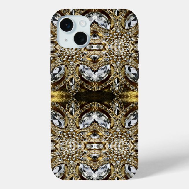 Coques Case-Mate iPhone or gris argenté et motif art déco noir (Verso)