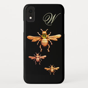 COQUE POUR iPhone XR OR HONEY BEES MONOGRAM