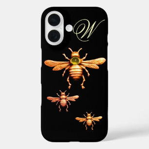 COQUES iPhone 16 OR HONEY BEES MONOGRAM