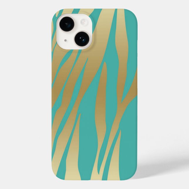 Coques Case-Mate iPhone Or moderne et Turquoise bleu (Verso)