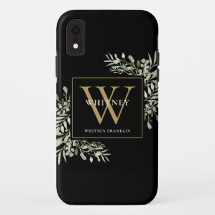 Case-Mate iPhone Case Or Monogramme Chic Vert Noir