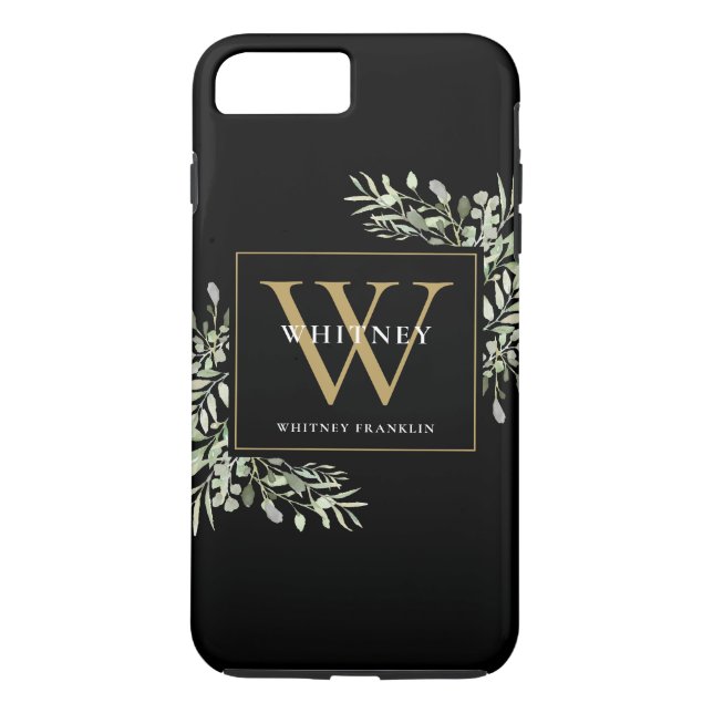 Coques Case-Mate iPhone Or Monogramme Élégant Modernité Verdure (Dos)