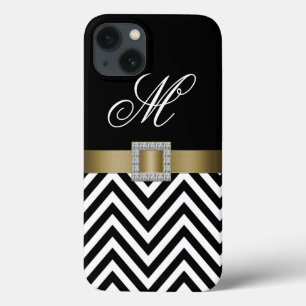 ETUI iPhone Case-Mate OR NOIR CHEVRON VOTRE MONOGRAM