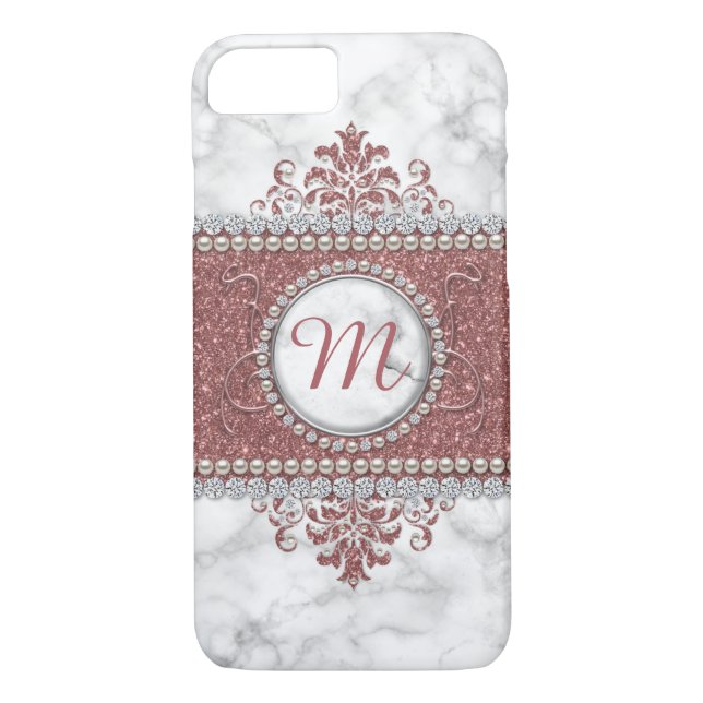 Coques Case-Mate iPhone Or, parties scintillantes, diamants et perles (Dos)