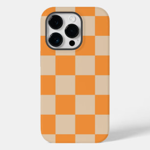 Coque Pour iPhone 14 Pro Orange À damiers En vichy Motif