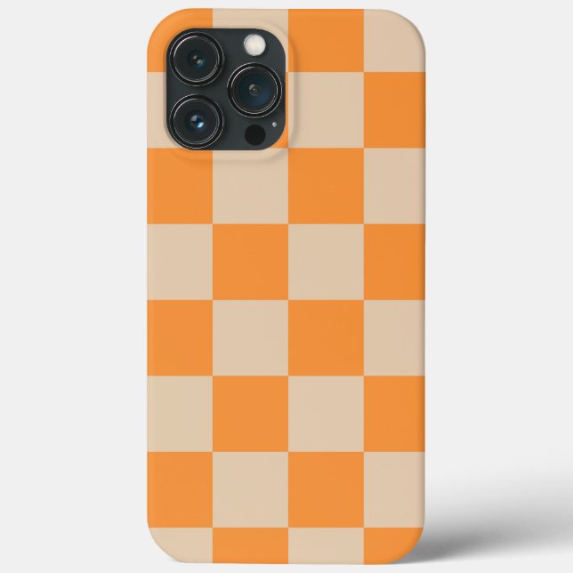 Coques Case-Mate iPhone Orange À damiers En vichy Motif (Verso)