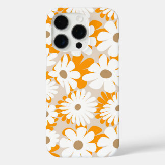 Coques iPhone 16 Pro Orange and white floral pattern features daisies