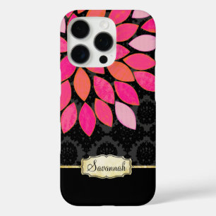 Coques iPhone 16 Pro Orange Coral rose Noir Or Floral