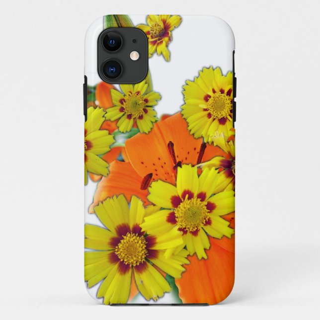 Coques Case-Mate iPhone orange et daisy flowers (Dos)