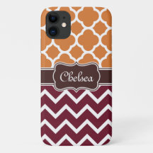 Orange Lattice Maroon Chevron Motifs Nom Brown