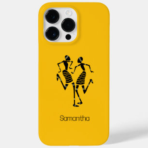 Coque Pour Pour iPhone 14 Pro Max Orange, Mignonne Silhouette Joyeuses Danseurs