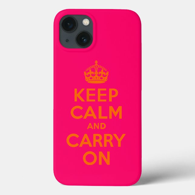 Coques Case-Mate iPhone Orange rose Gardez le calme et continuer (Verso)