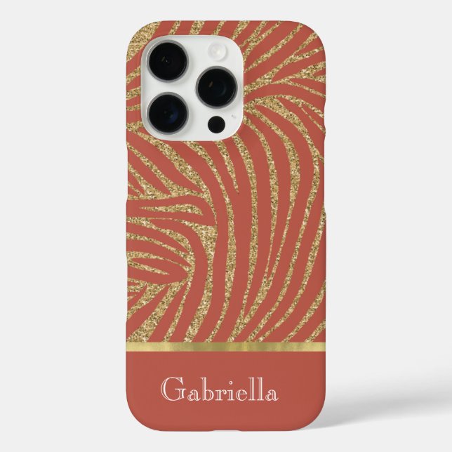 Coques Case-Mate iPhone Orange Spice Gold Parties scintillant Zebra (Verso)