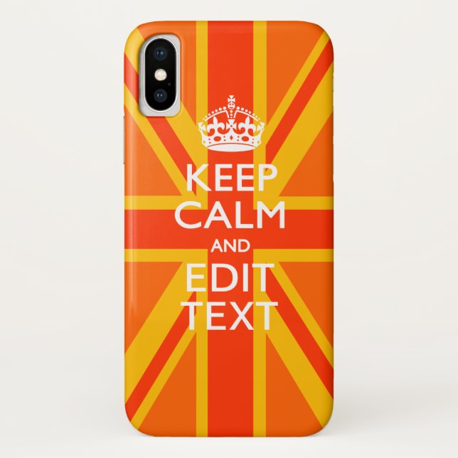 Coques Case-Mate iPhone Orange Vibrant Gardez Le Calme Votre Texte Union J (Dos)