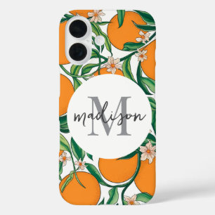Coques iPhone 16 Oranges d'été tendance Motif de fleurs d'agrumes