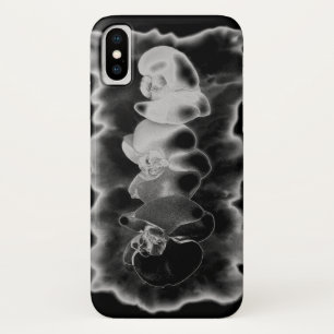 Coque iPhone X Orchidée blanche noire peinture à fleurs tropicale