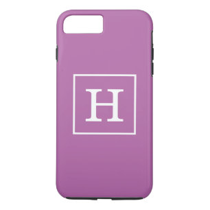 Coque iPhone 8 Plus/7 Plus Orchidée violet blanc encadré Monogramme initial
