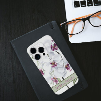 Coque Pour iPhone 14 Pro Orchidées blanches délicates personnalisables