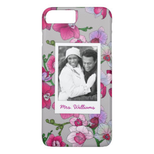 Coque iPhone 8 Plus/7 Plus Orchidées Roses En Fleur  Ajouter votre photo et v