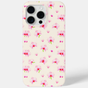 Coque iPhone 15 Pro Max Orchidées roses pastel