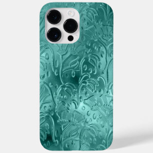 Coque Pour Pour iPhone 14 Pro Max ORNAMATION DE REGARDE MÉTALLIQUE turquoise