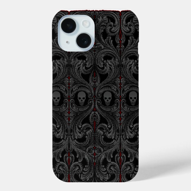Coques Case-Mate iPhone Ornement Goth Grey avec crâne (Verso)