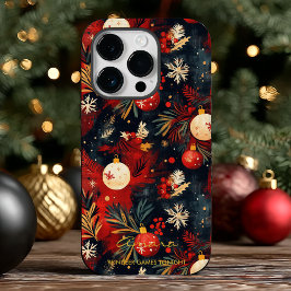 Coque Pour iPhone 14 Pro Ornements de Noël personnalisés et pin