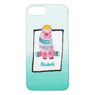 Coque Case-Mate Pour iPhone Ours à l'aquarelle mignonne portant une couronne p