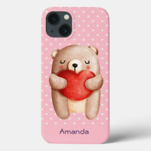 Case-Mate iPhone Case Ours en peluche mignon portant un coeur rouge