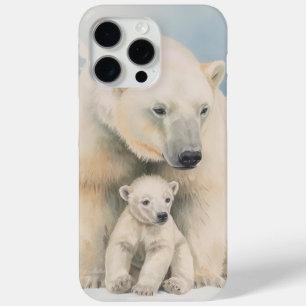 Coque iPhone 15 Pro Max Ours polaire et ourson Élégance arctique