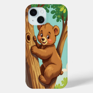 Coque Pour iPhone 15 Ourson mignon grimpant à un arbre