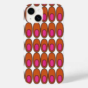 Coque Pour iPhone 14 Ovales orange et rose