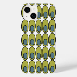 Coque Pour iPhone 14 Ovales verts et gris récurrents