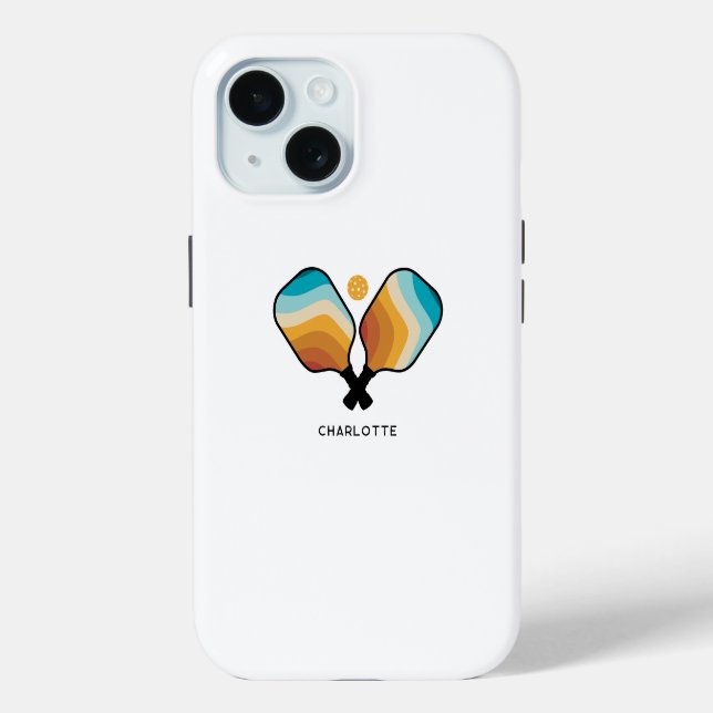 Coques Case-Mate iPhone Pagaies de pickleball & Ball Nom personnalisé (Verso)