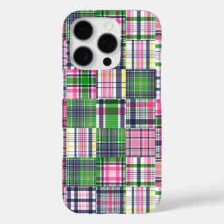 Coques iPhone 16 Pro Paie été rose Madras Patchwork