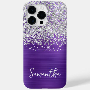 Coque Pour Pour iPhone 14 Pro Max Pailleté Argent Paillettes Améthyste Glamour Nom