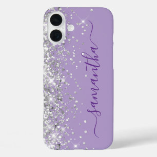 Coques iPhone 16 Plus Pailleté Argent Signature Rose Pale