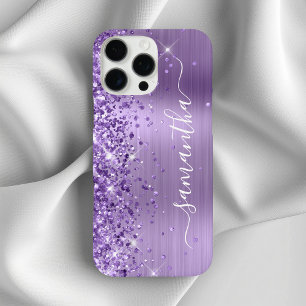 Coques iPhone 16 Pro Max Pailleté Violet Clair Signature Glamour Féminin