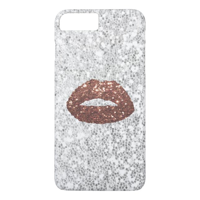 Coques Case-Mate iPhone Paillettes argentées chics de lèvres roses (Dos)