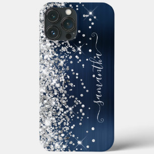 Case-Mate iPhone Case Paillettes Argentées Navy Foil Moderne Signature F