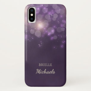 Case-Mate iPhone Case Paillettes Bokeh Violet Élégant Avec Nom