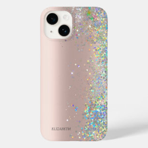 Coque Pour iPhone 14 Paillettes de strass élégantes modernes rose gold