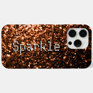 Coque iPhone 15 Pro Max Paillettes fausses bronze scintillent Votre texte