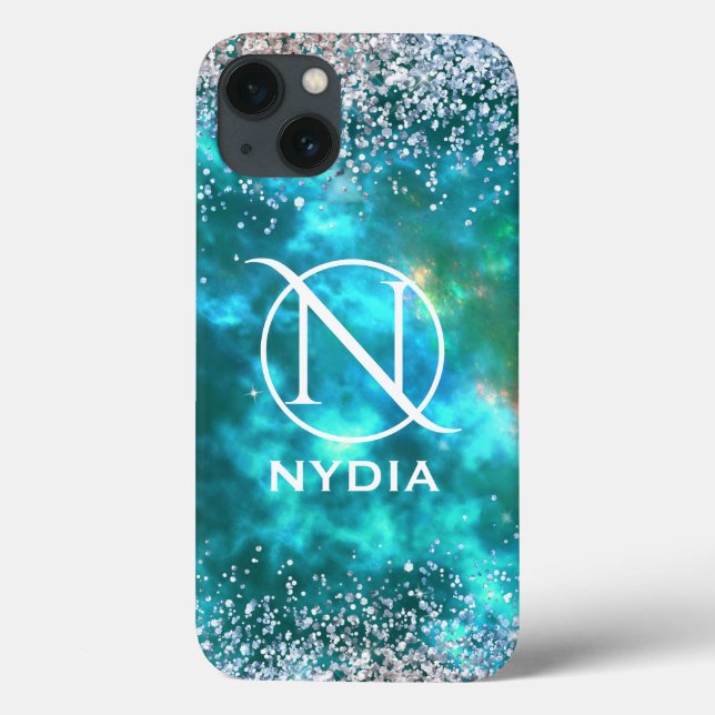 Coques Case-Mate iPhone Paillettes Féminin Douce 16 Turquoise (Verso)