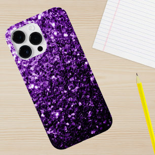 Coque iPhone 15 Pro Paillettes scintillantes fausses violettes