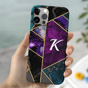 Coque Pour iPhone 15 Paillettes violet turquoise élégant féminin